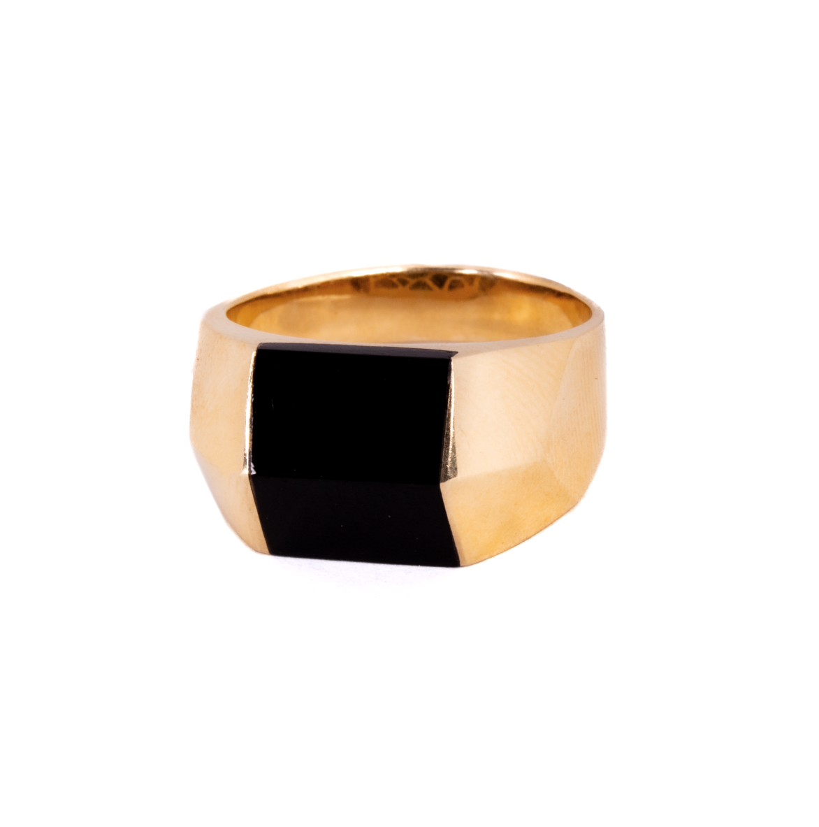 Anillo Piedra Negra Oro 14 Kilates.