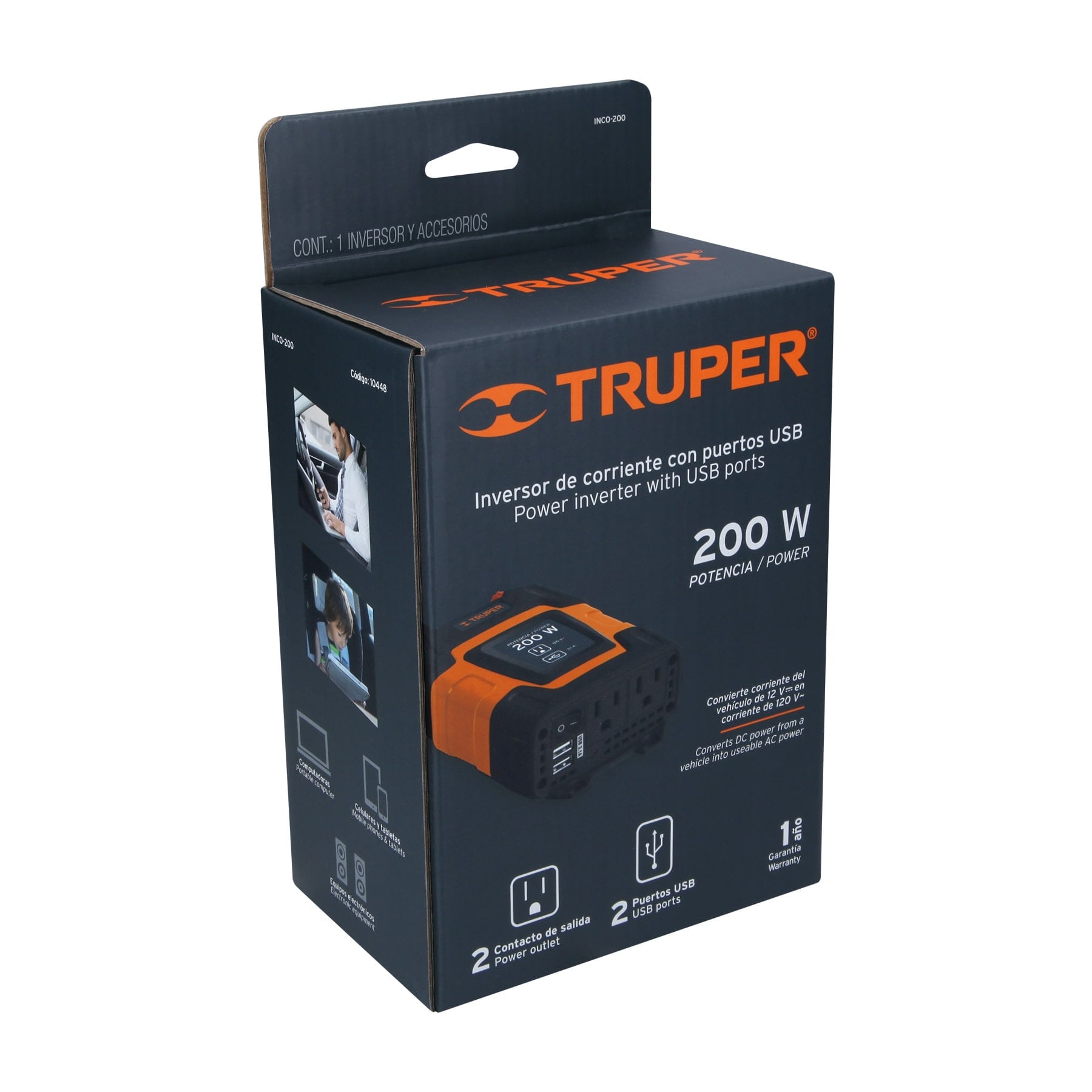 INVERSOR DE CORRIENTE 200 W, TRUPER