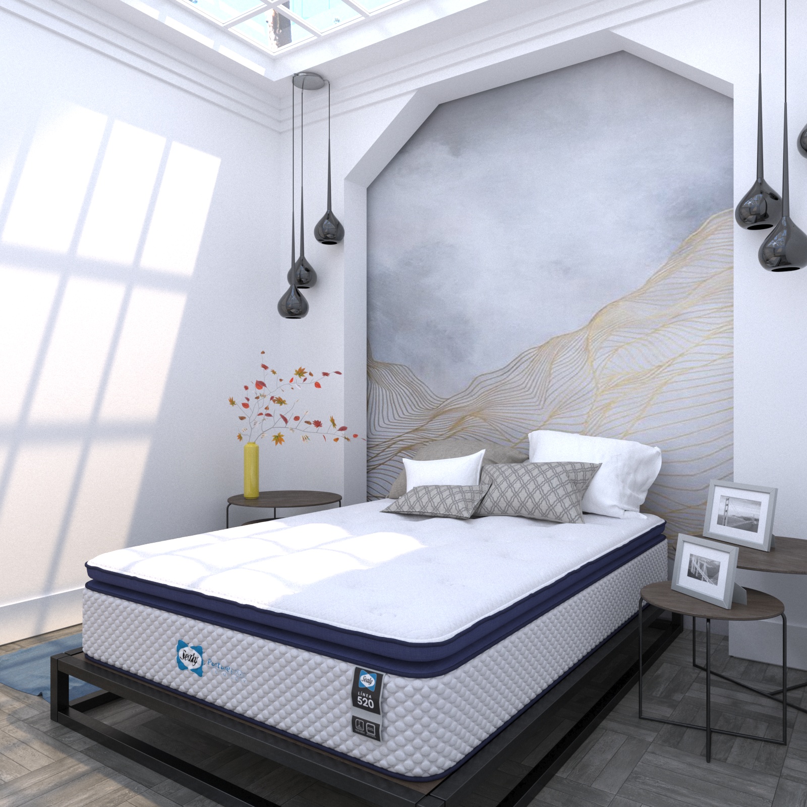 Colchón King Size Clamor Sealy Con Mega Colchoneta Memory Foam Descanso Premium + 2 ALMOHADAS KING SIZE 