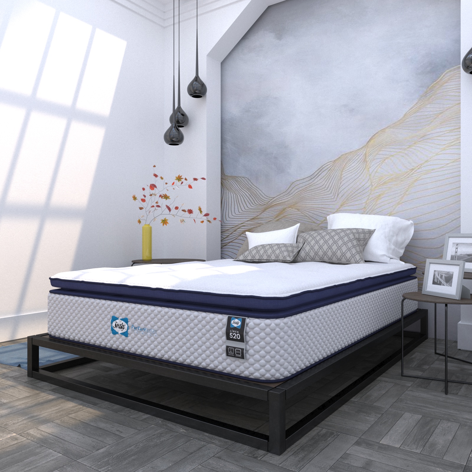 Colchón King Size Clamor Sealy Con Mega Colchoneta Memory Foam Descanso Premium + 2 ALMOHADAS KING SIZE 