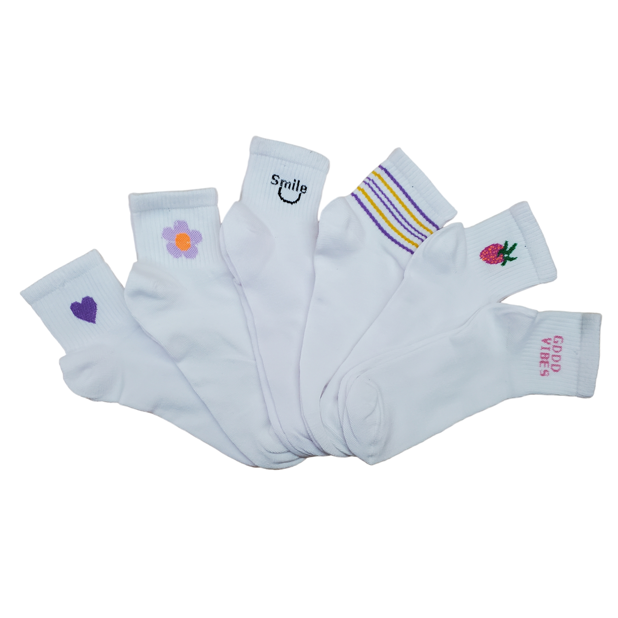 Tin Largo Unisex Blanco Con Estampado 12 Pares