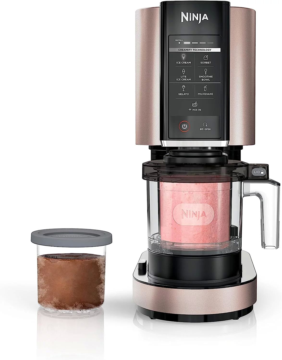 Ninja Creami máquina para hacer helado, gelato, malteada, sorbetes y batidos, 7 programas de un solo toque Rosa NC301PK Renewed