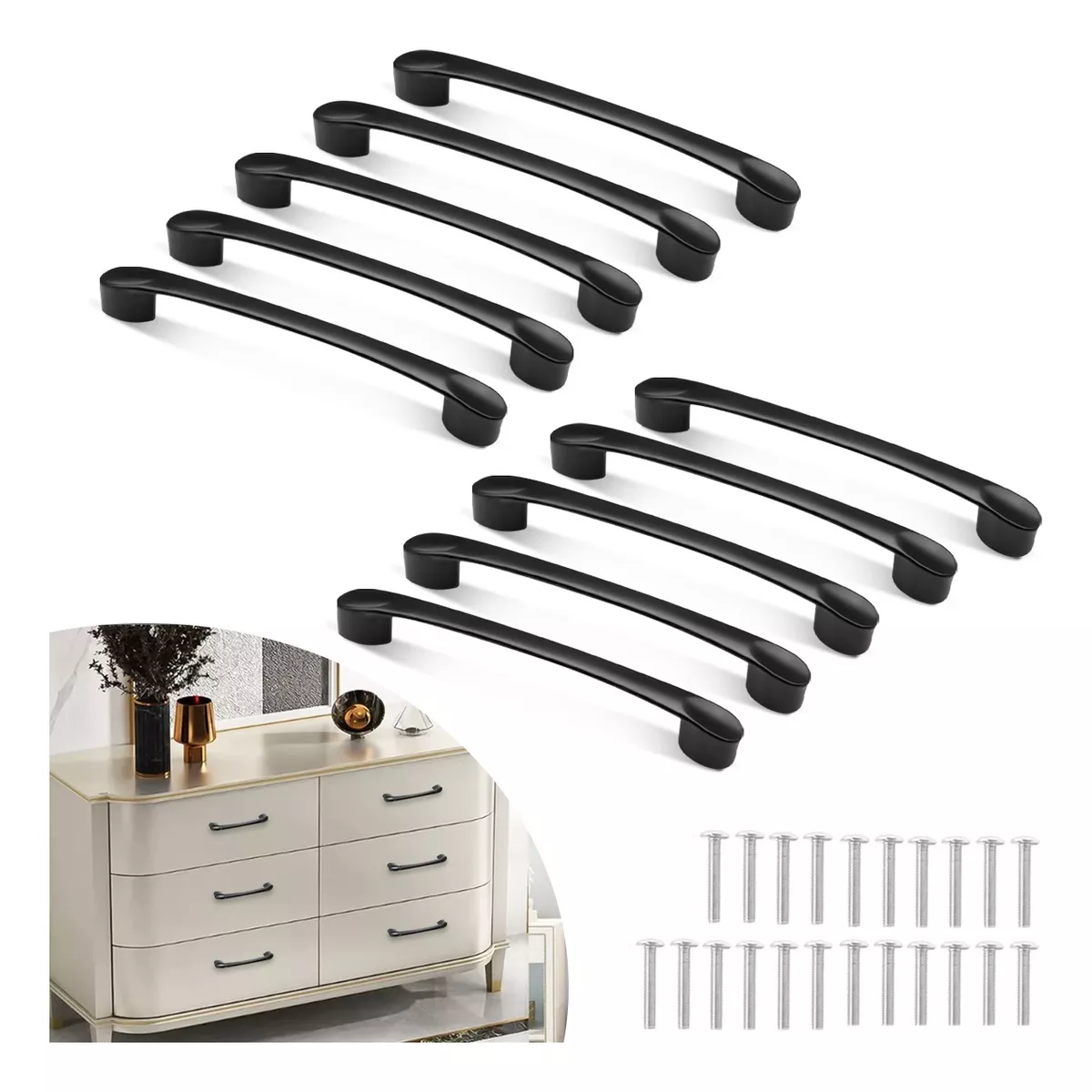 Juego Jaladeras Para Cajones De Aluminio 10 Piezas