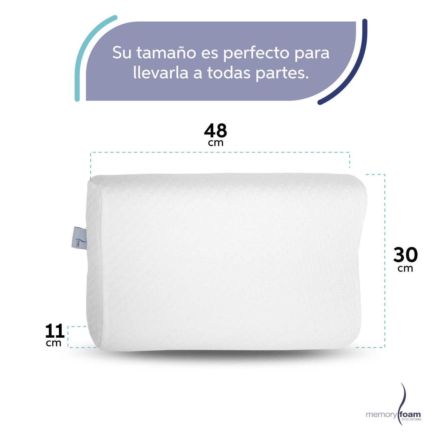 MEMORY FOAM Almohada Súper Suave de Memory Foam Ergonómica Individual Color Blanco 48 x 30 11 cm