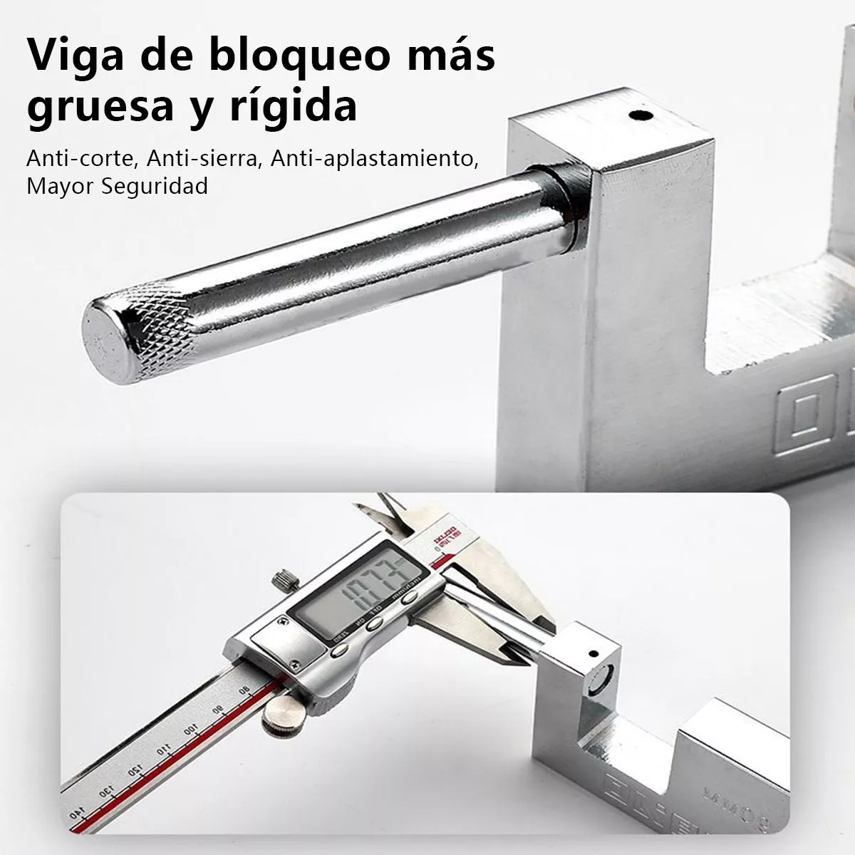 Set 3pzs Candado Cortina Extra Seguridad Métálico 80mm