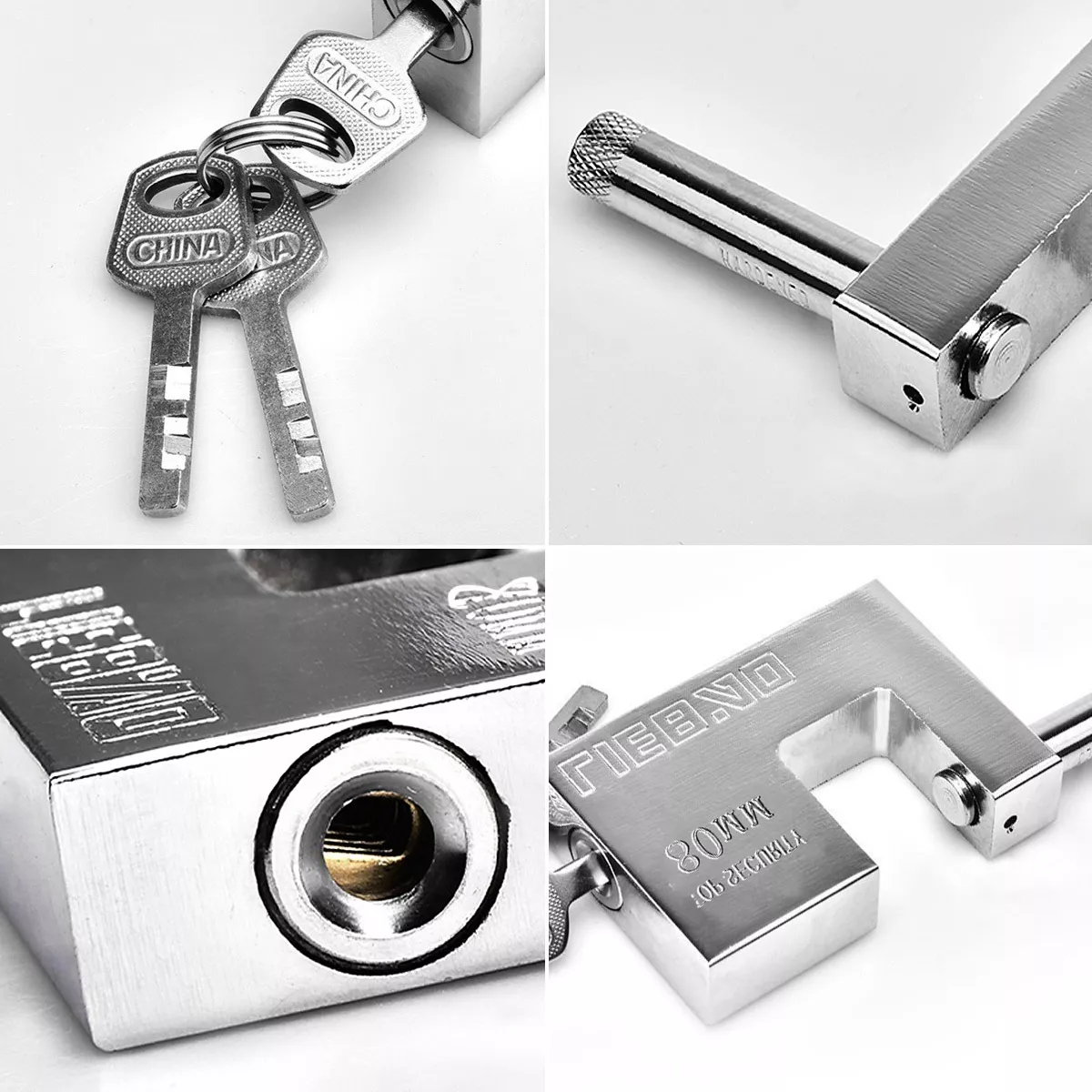 Set 3pzs Candado Cortina Extra Seguridad Métálico 80mm