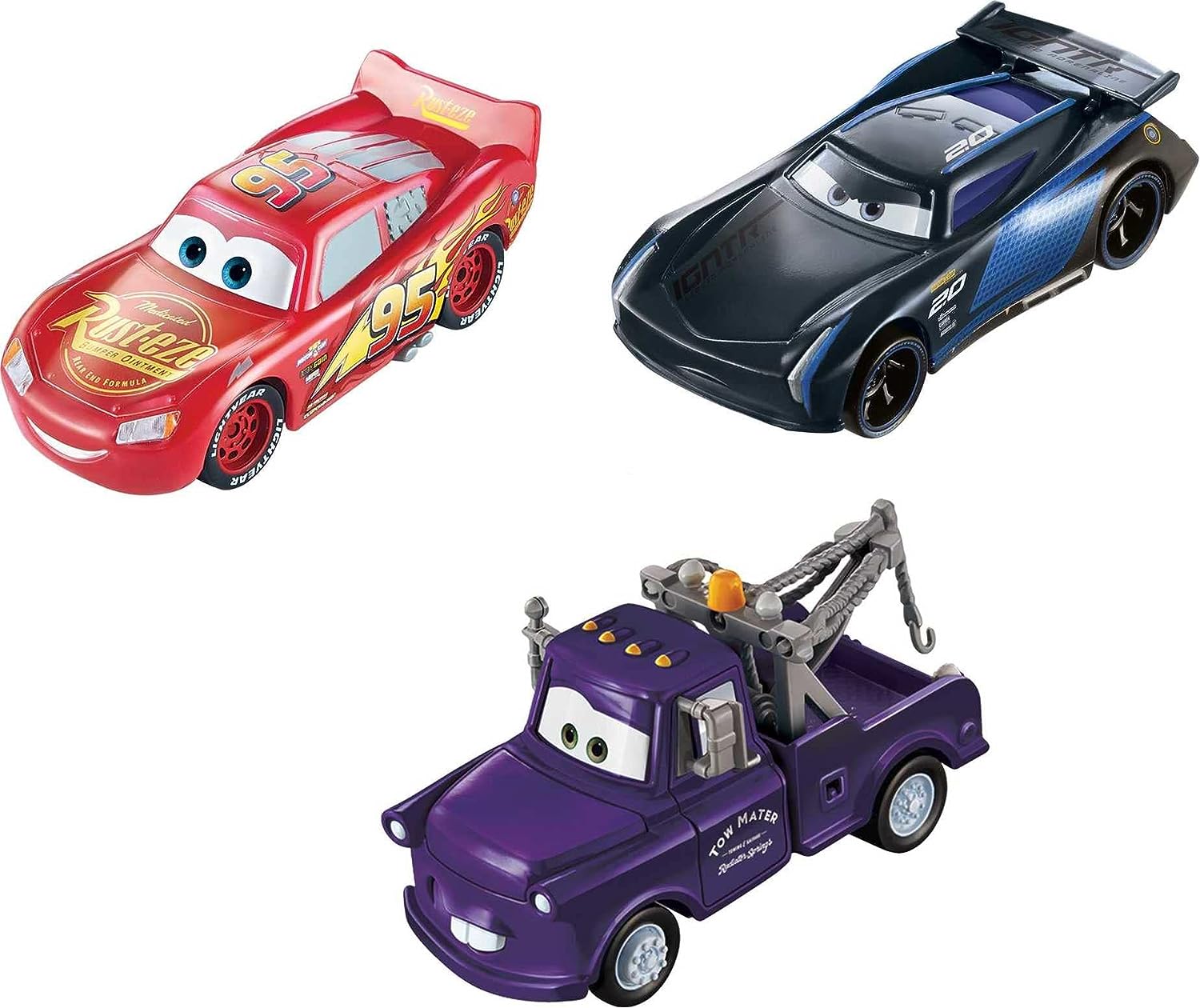 Cars Paquete De 3 COLOR CHANGER Rayo Mcqueen Mate Y JACKSON STORM