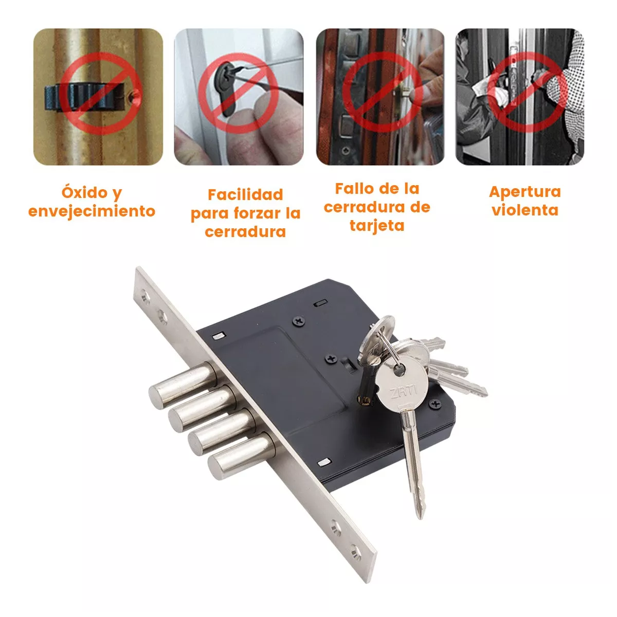 Cerradura De Llave Cruzada Con Pernos De Cuatro Cilindros