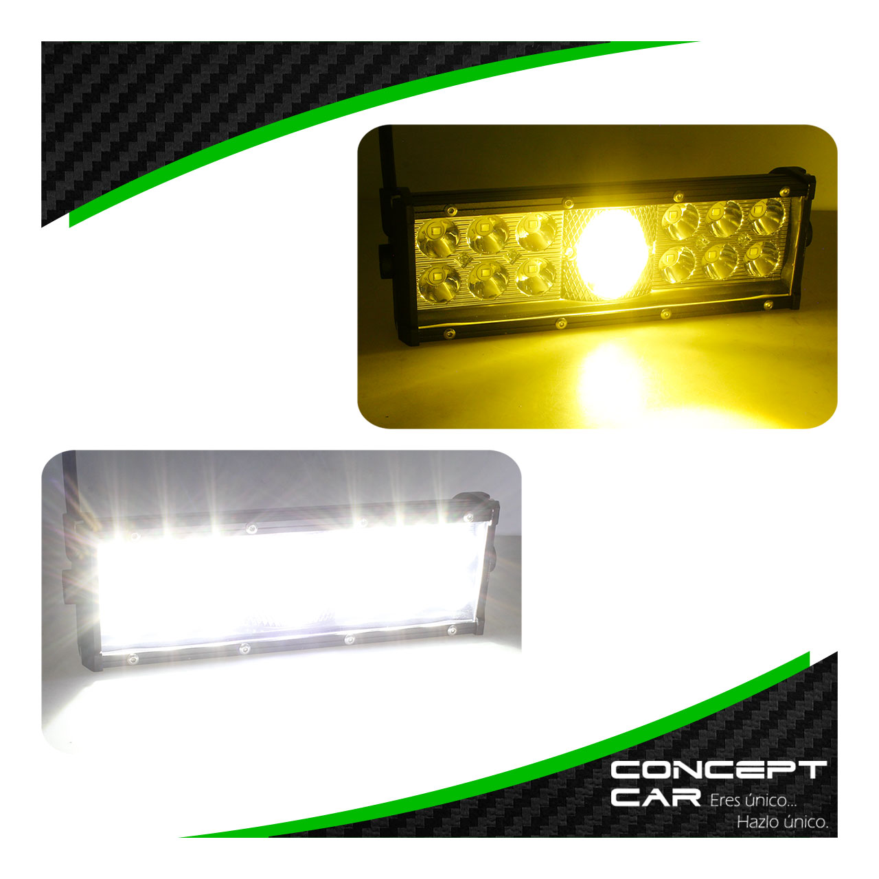Barra 13 Led Lupa Bicolor Fija Estrobo 8 Pulgadas 12-24v