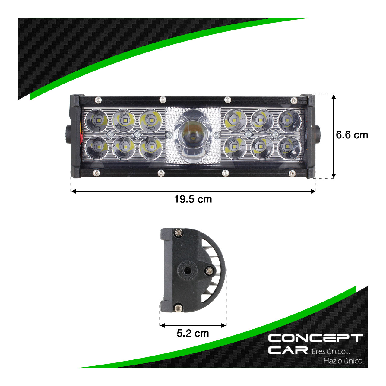 Barra 13 Led Lupa Bicolor Fija Estrobo 8 Pulgadas 12-24v