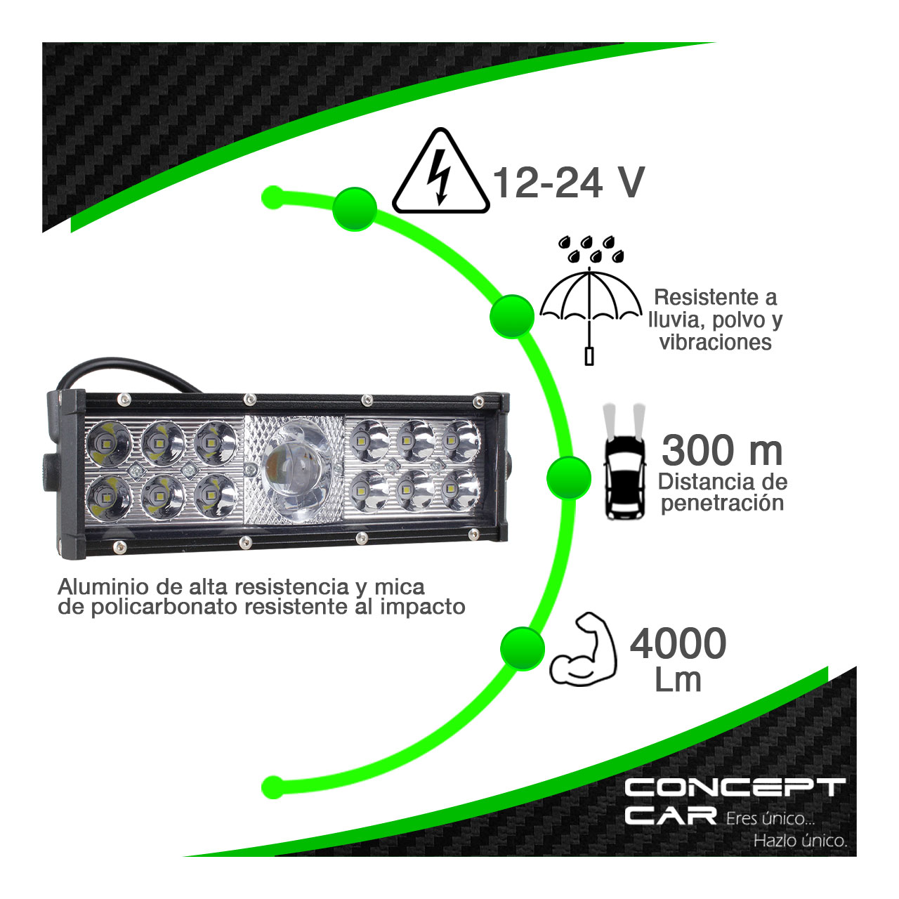 Barra 13 Led Lupa Bicolor Fija Estrobo 8 Pulgadas 12-24v