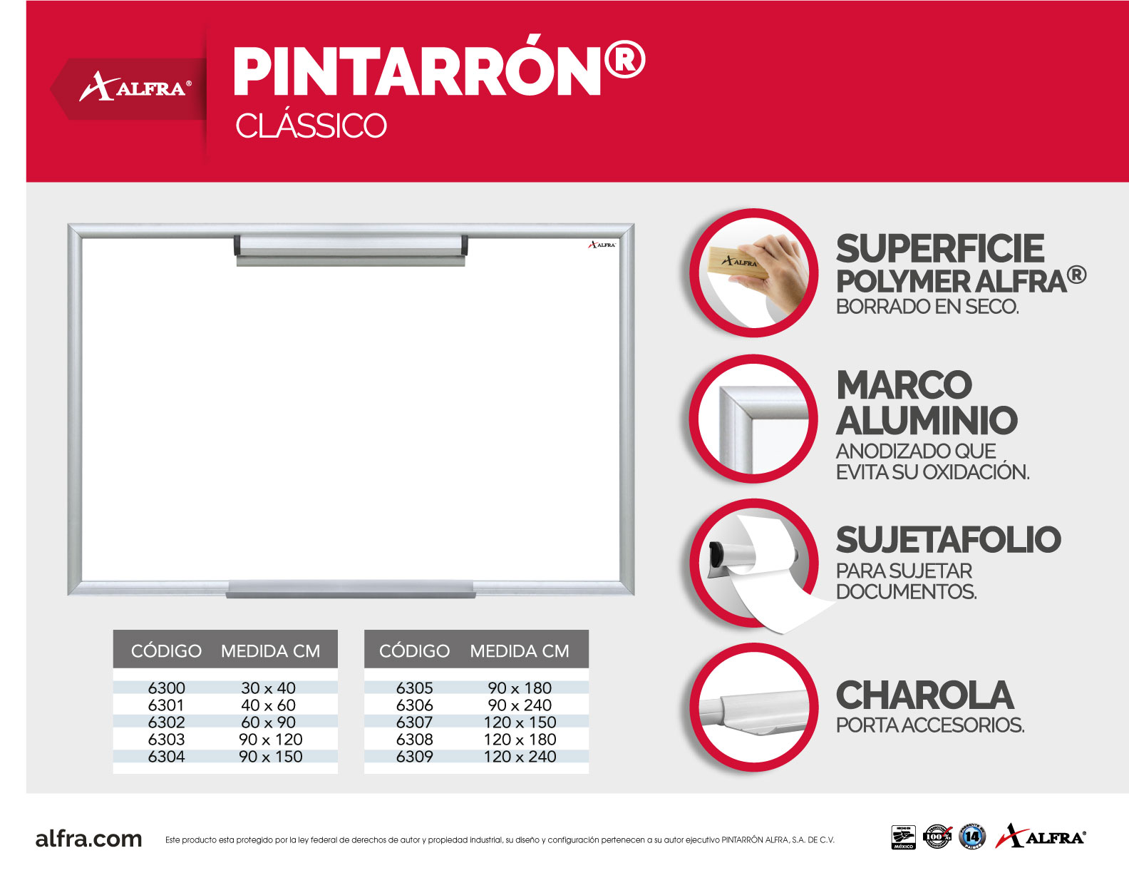 Pizarra Pintarrón Escolar Clásico Pizarrón Alfra 90x 240 cm