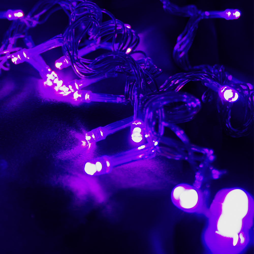 Serie de Luces Navideña 500 Led Luz Morada 22 Mts Cable Morado