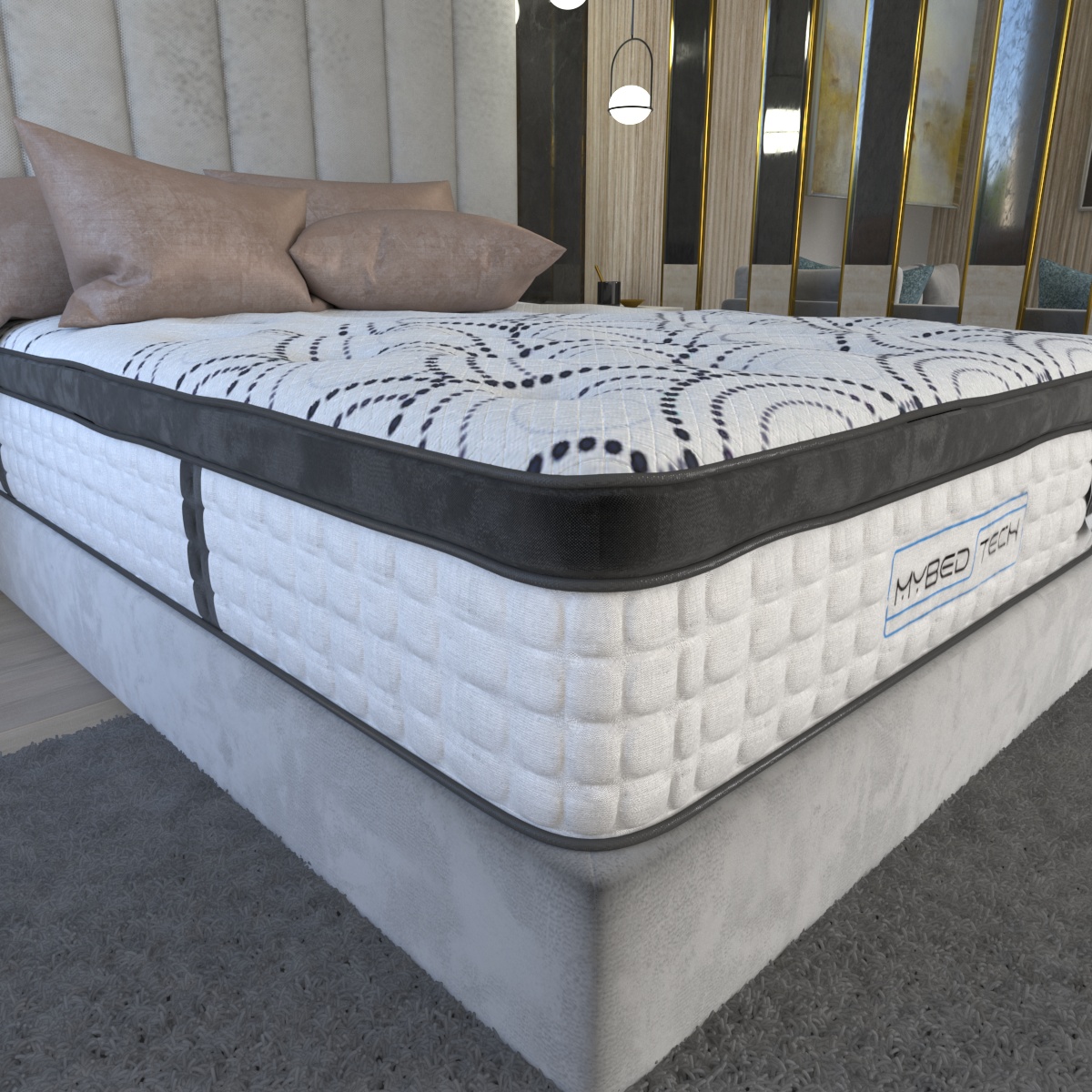 Colchón Con Box Queen Size Sealy Lutzz Con Mega Colchoneta Memory Foam Descanso Premium