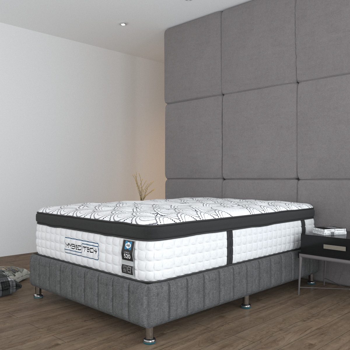 Colchón Con Box Queen Size Sealy Lutzz Con Mega Colchoneta Memory Foam Descanso Premium