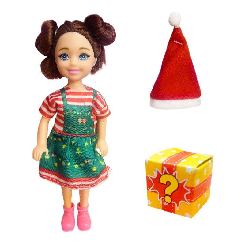 Muñeca Navideña Con Vestido Gorro Y Regalo Juguete