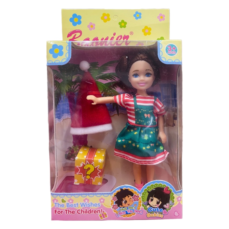 Muñeca Navideña Con Vestido Gorro Y Regalo Juguete