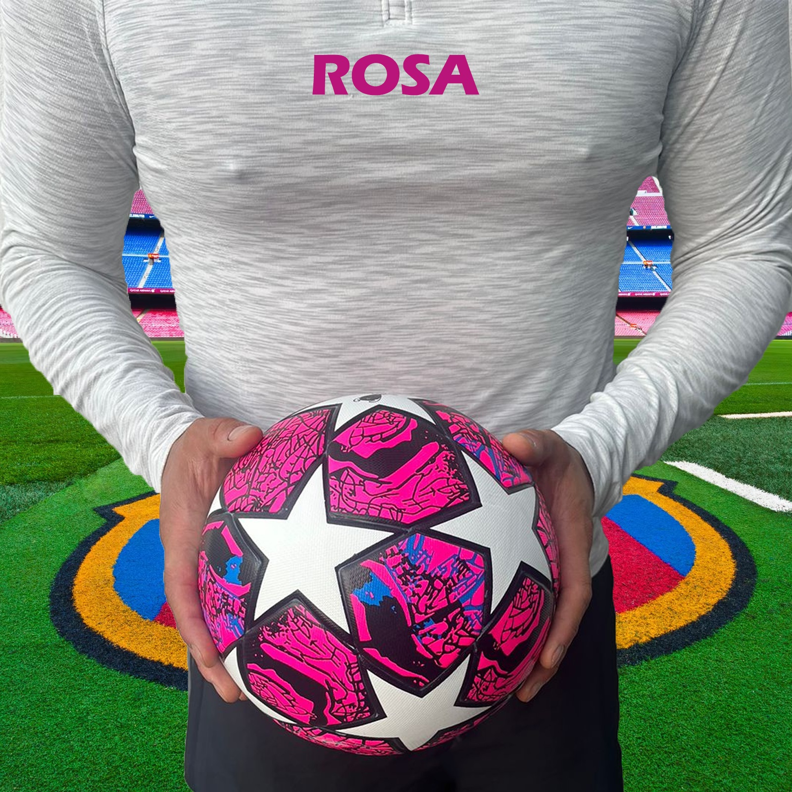 Balón Fútbol Soccer #5 Profesional de Estrellas Híbrido Champions Rosa.