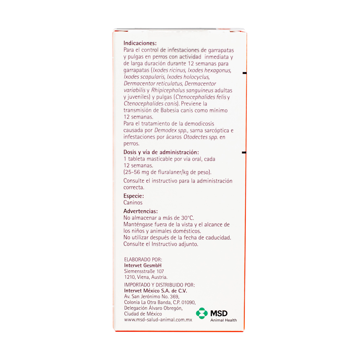 Bravecto Tableta 250 mg para Perros de 4.5 a 10 Kg