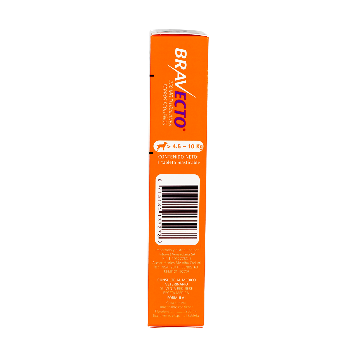 Bravecto Tableta 250 mg para Perros de 4.5 a 10 Kg