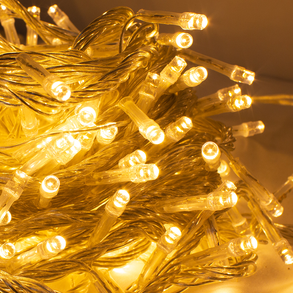 Serie de Luces Decorativa Luz Led Cálida 60 Focos 8 Funciones Cable Transparente 3 m