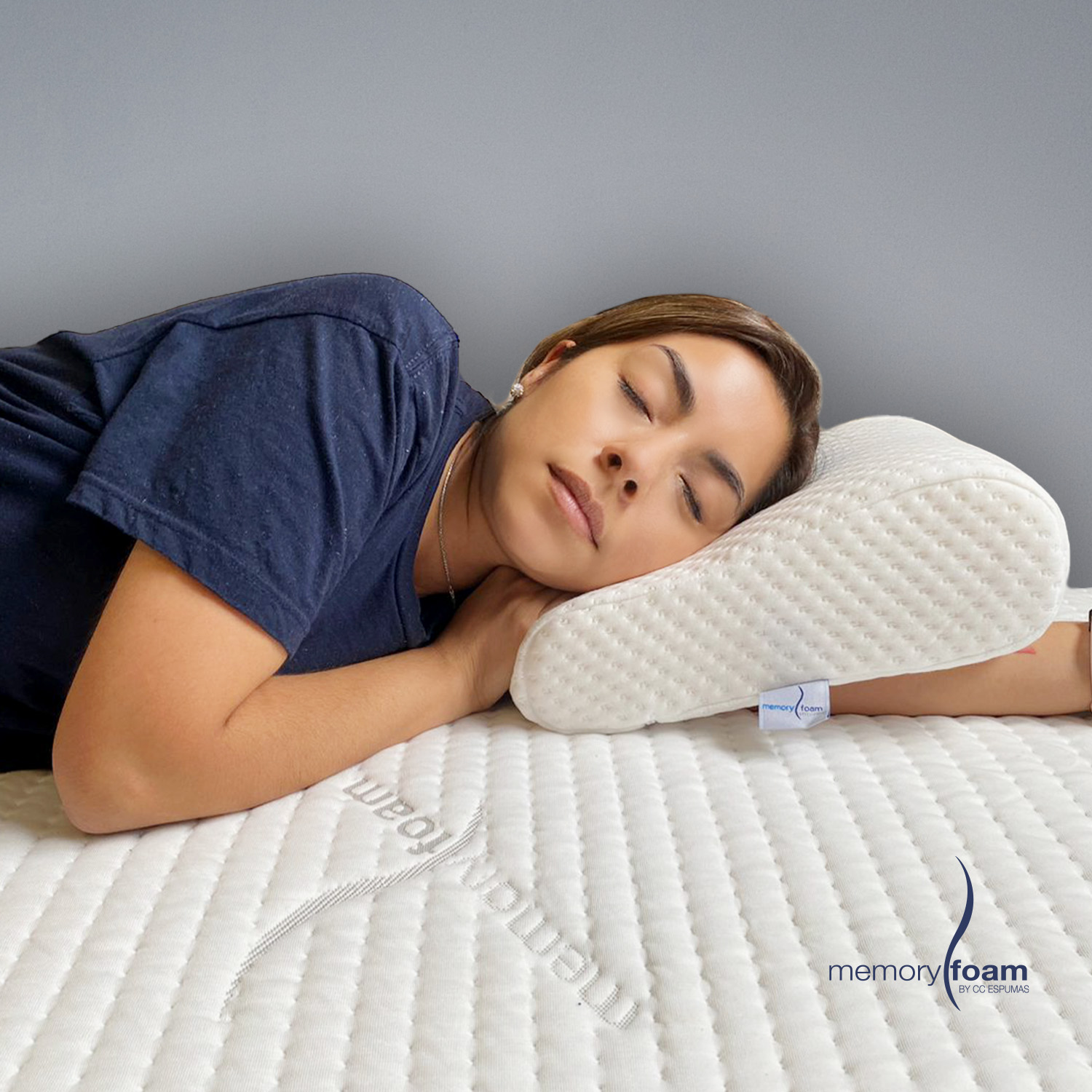 MEMORY FOAM Almohada Curva de Viaje de Memory Foam Almohada para Viajar Individual Color Blanco 30 x 30 x 11.5 cm