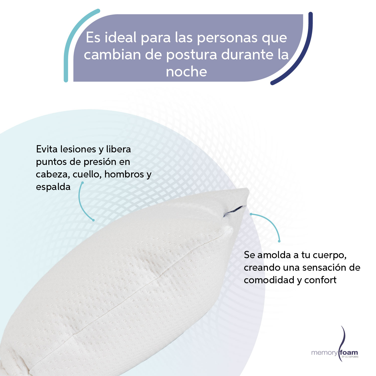 MEMORY FOAM Almohada Makura de Memory Foam Almohada Súper Suave Individual Color Blanco