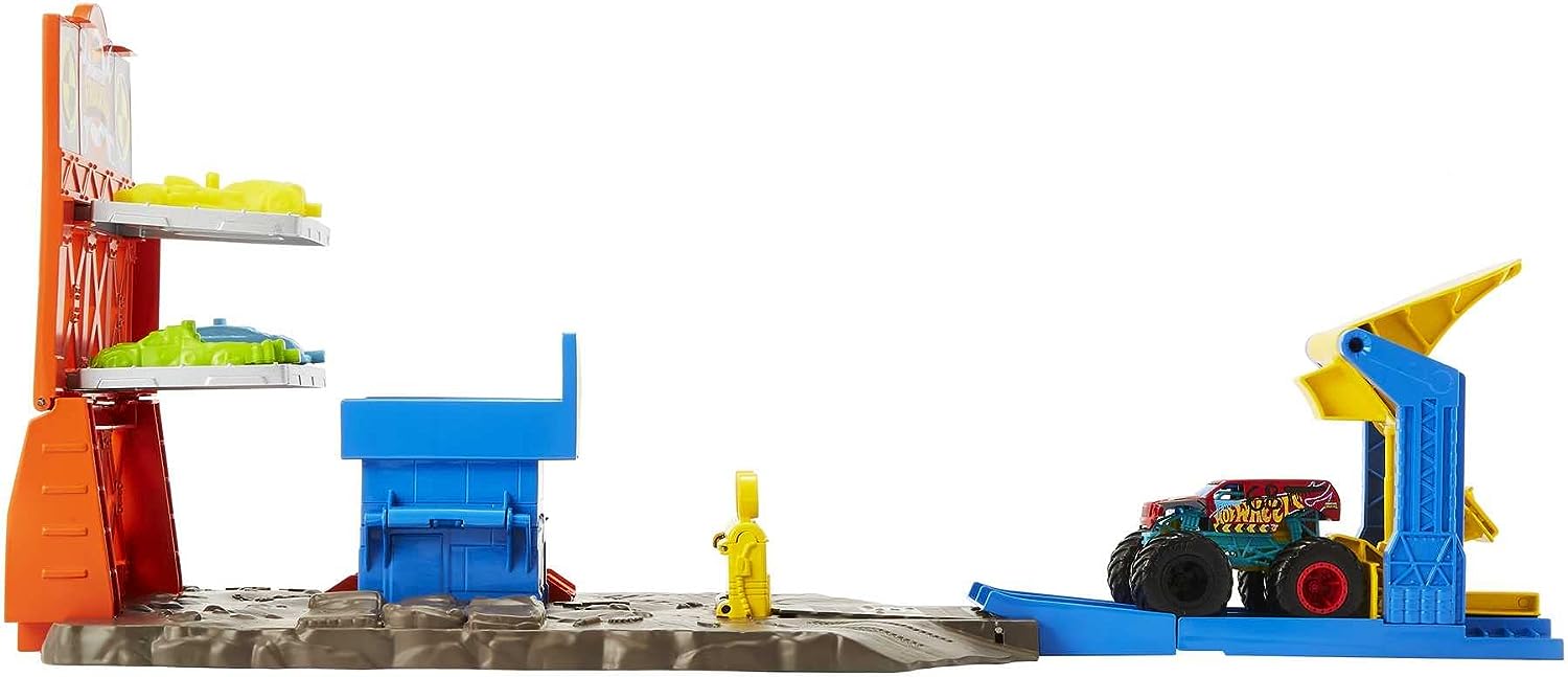 Hot Wheels Monster Trucks Pista de Juguete Ataque del Cocodrilo Hambriento
