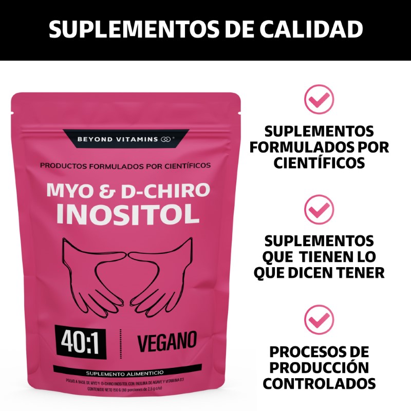 Suplemento Alimenticio Beyond Vitamins Myo y D-Chiro Inositol Vegano 150 gr