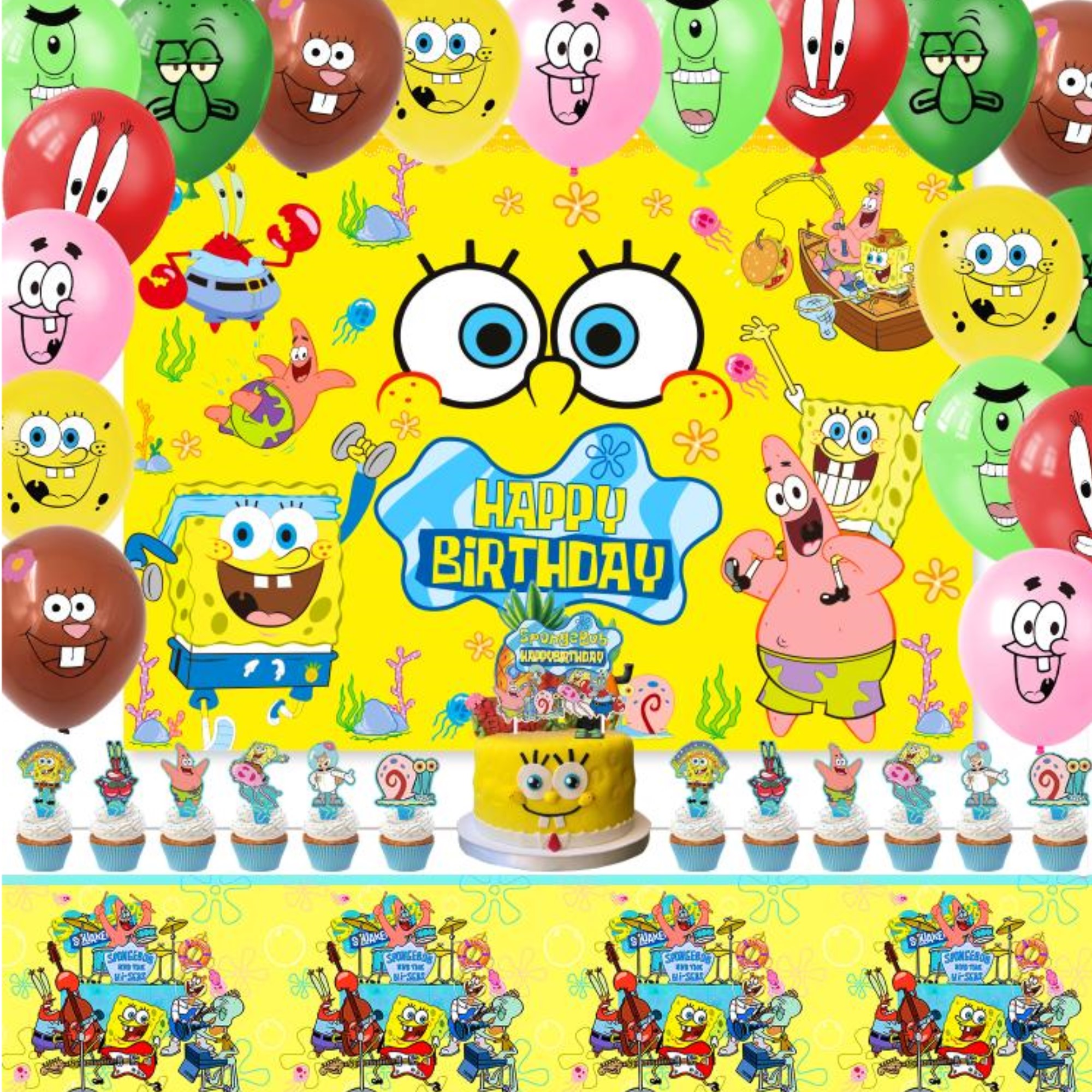 Globos De Cumpleaños Decoración Kit De Fiesta Bob Esponja