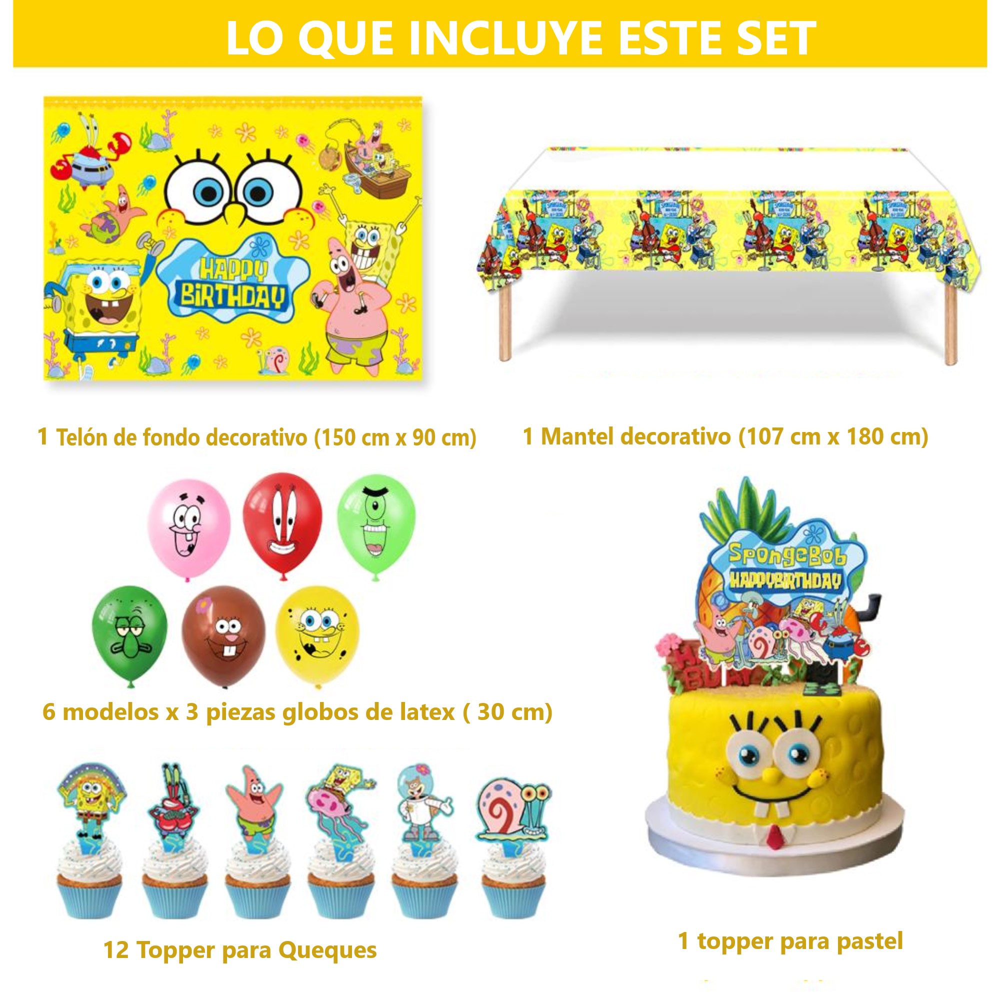 Globos De Cumpleaños Decoración Kit De Fiesta Bob Esponja