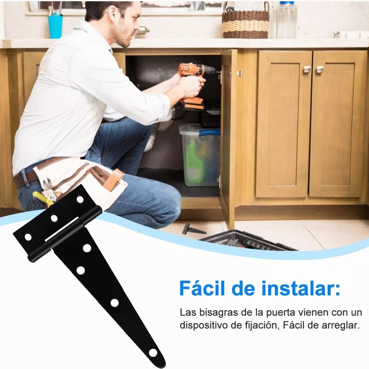 Kit Bisagra Tipo T Caja 6 Pzas Bisagra 176*70 Mm Con Tornillos