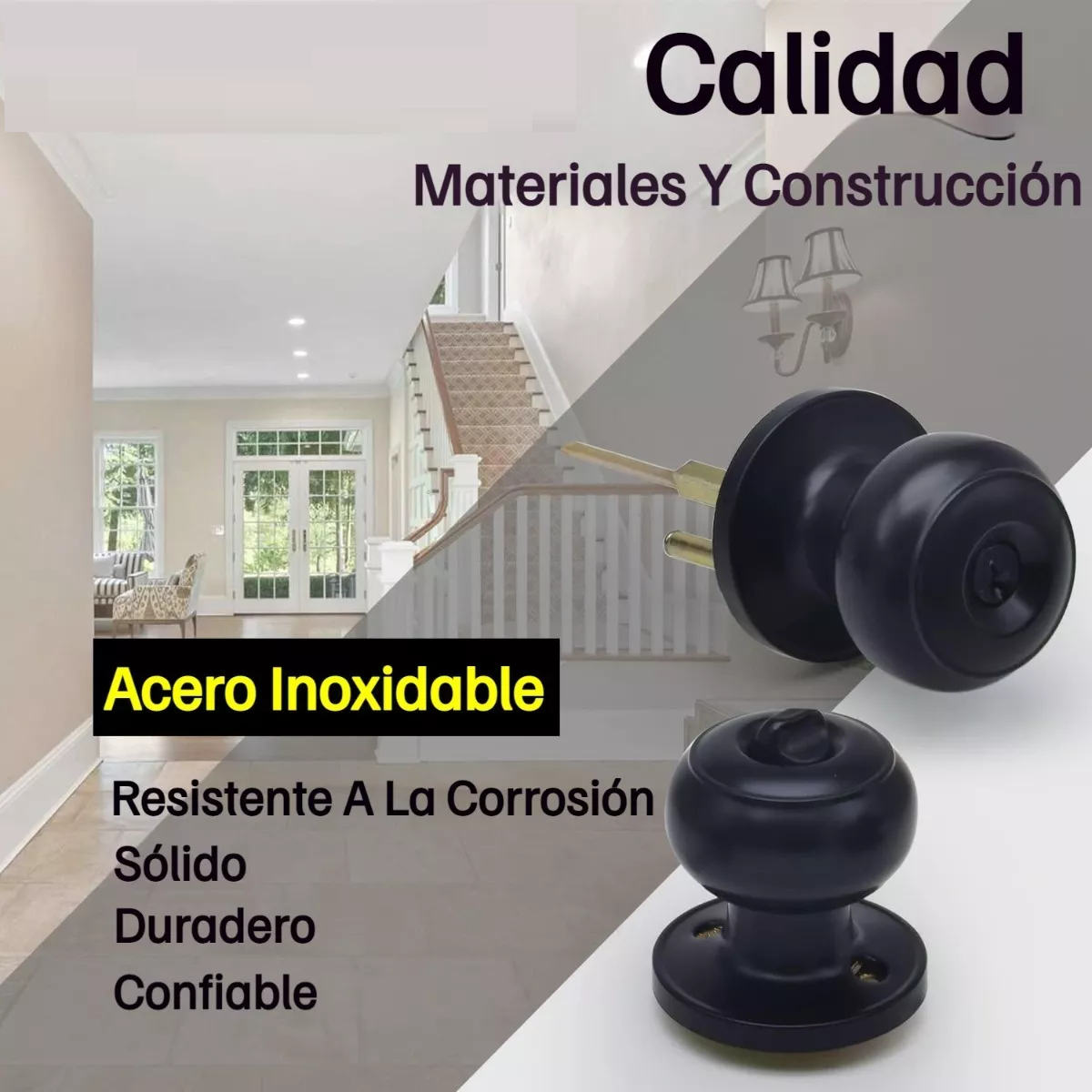 Cerradura De Acero Inoxidable Negro Para Puerta De Recámara