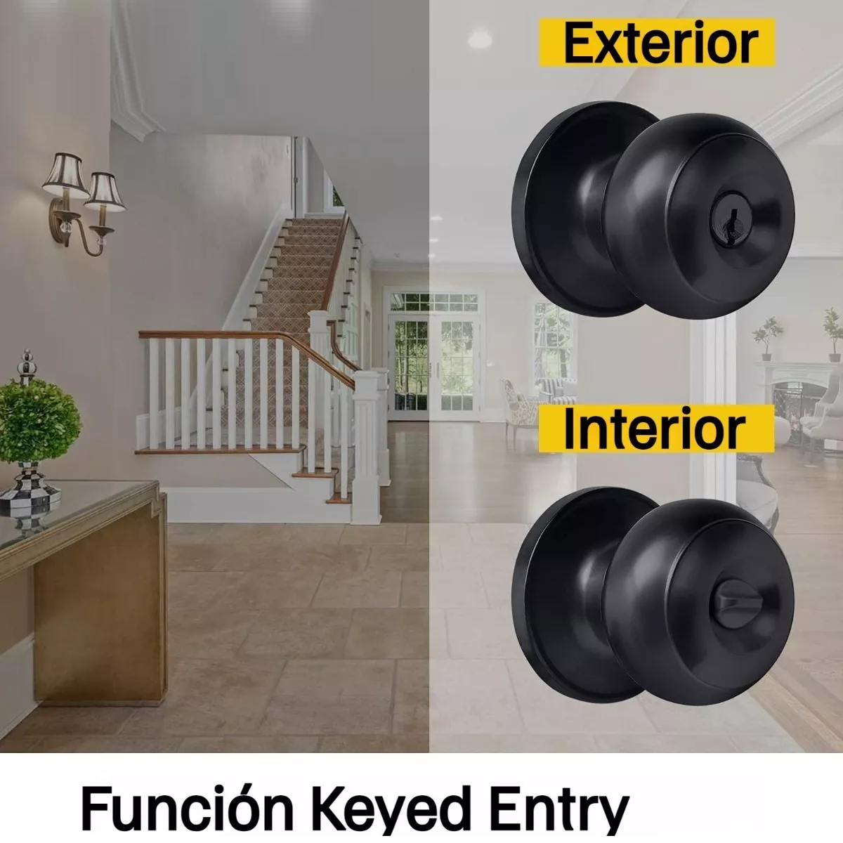 Cerradura De Acero Inoxidable Negro Para Puerta De Recámara