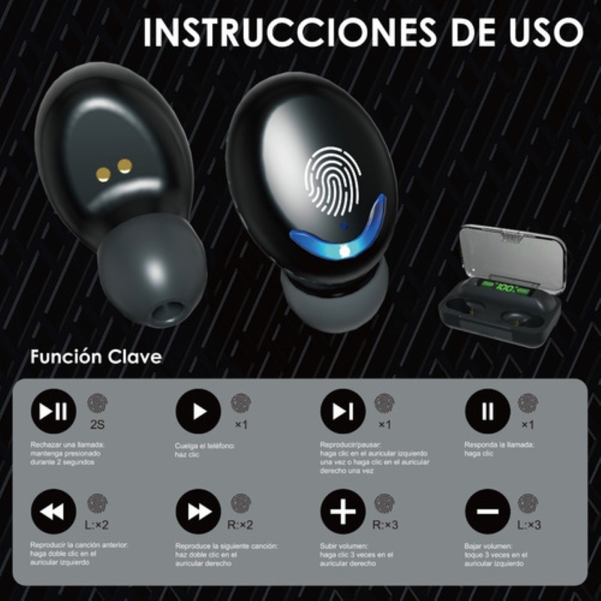 2 Pcs Audífonos In-ear Inalámbricos F Serie 9-5 Para Juegos
