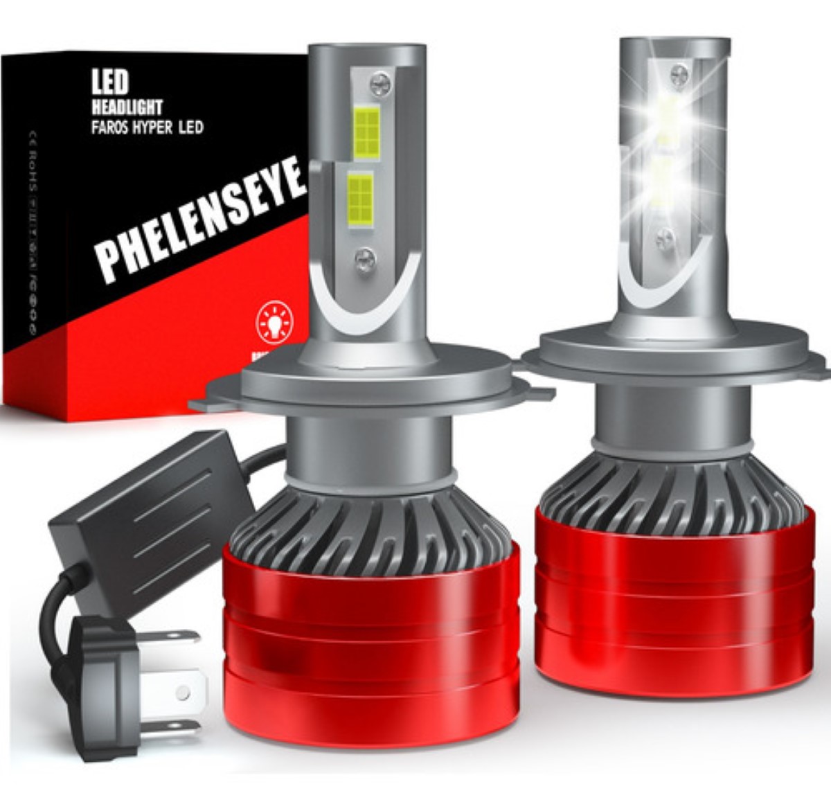 Auto Kit Focos De Led 16000lm Alta Y Baja Blanco Frio H4 Color Rojo