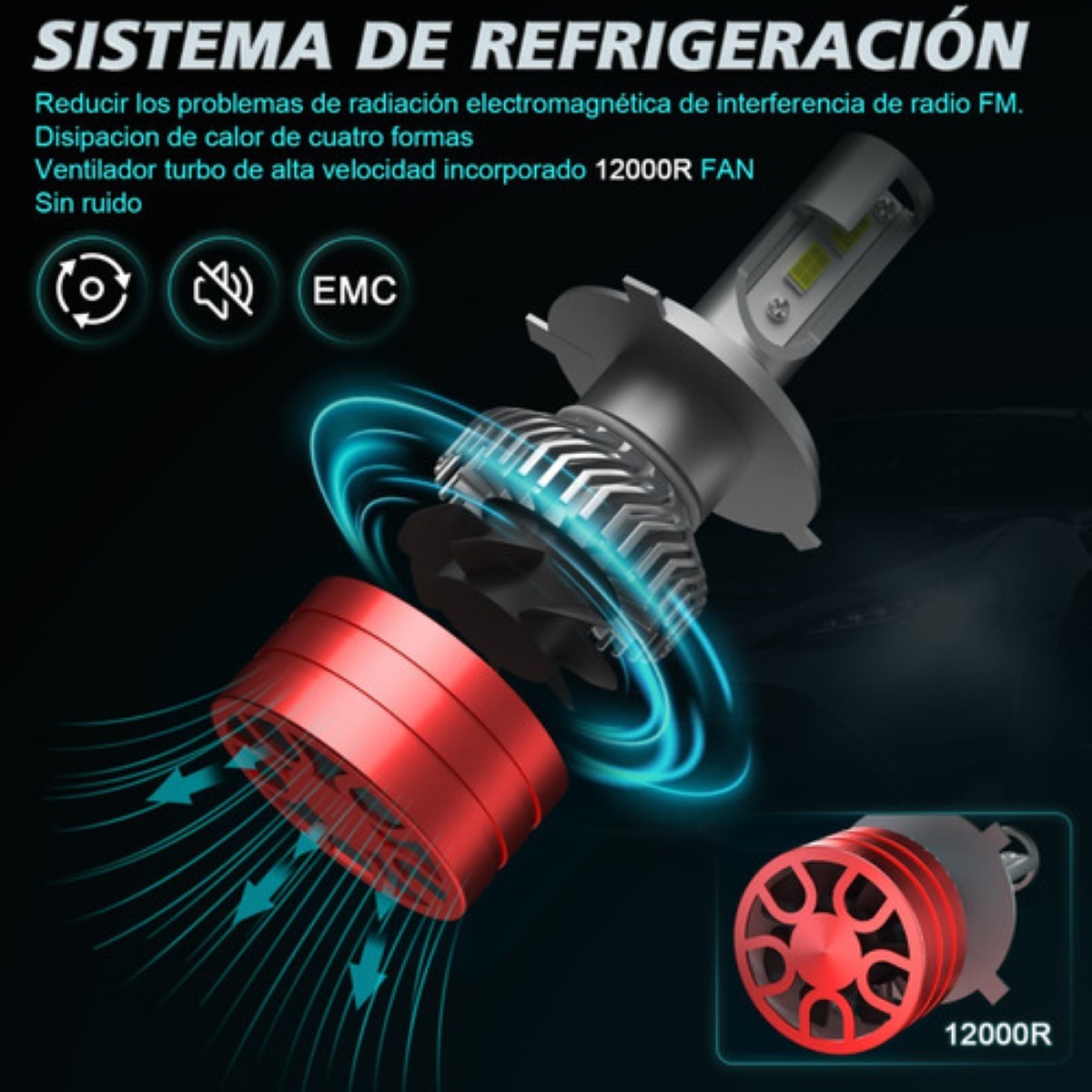 Auto Kit Focos De Led 16000lm Alta Y Baja Blanco Frio H4 Color Rojo