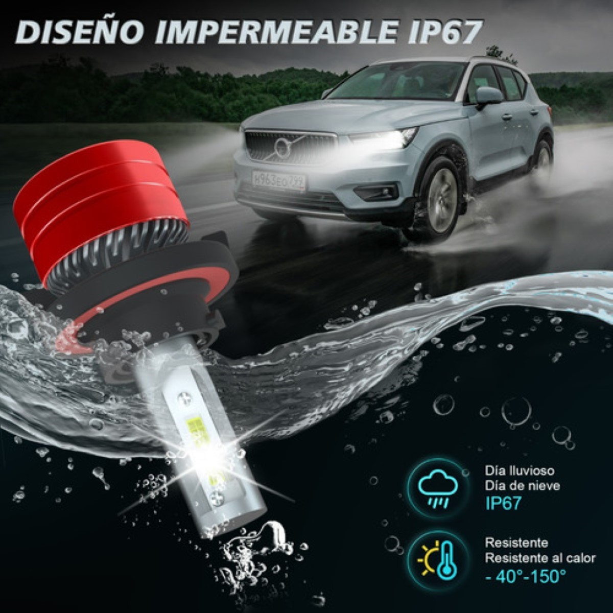 Auto Kit Focos De Led 16000lm Alta Y Baja Blanco Frio H4 Color Rojo