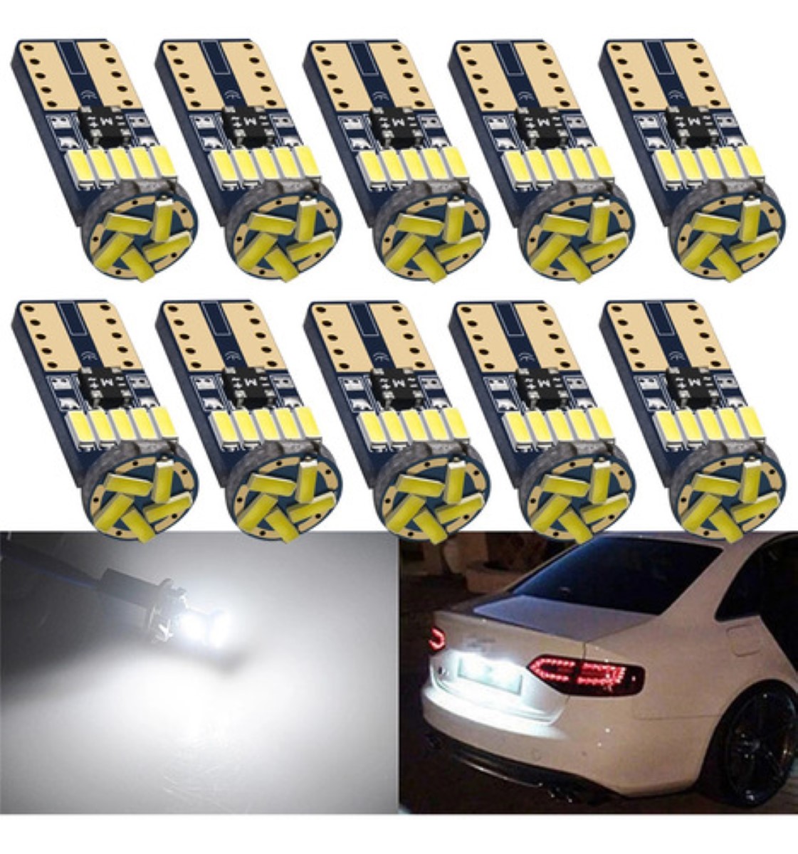 10 Focos Led Pellizco T10 W5w Blanco Neutro