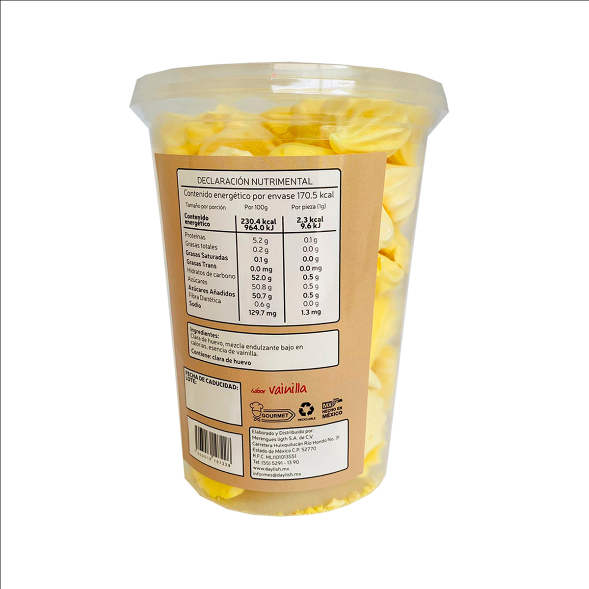 Daylish Merengue bajo en calorias sabor Vainilla, Producto Kosher KMD