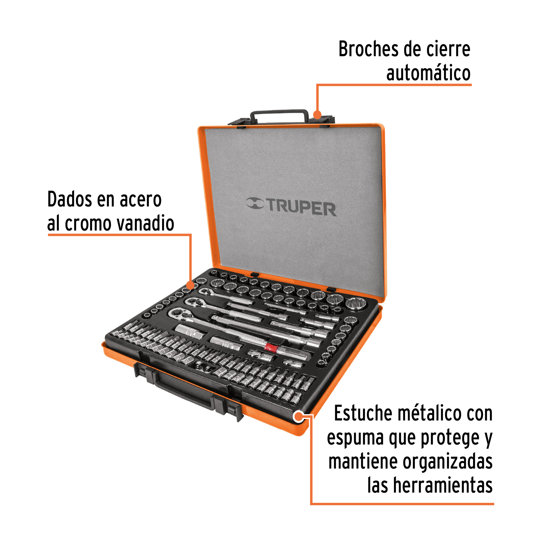 JUEGO 103 HERRAMIENTAS 1/4", 3/8" Y 1/2" STD Y MM P/MECÁNICO TRUPER