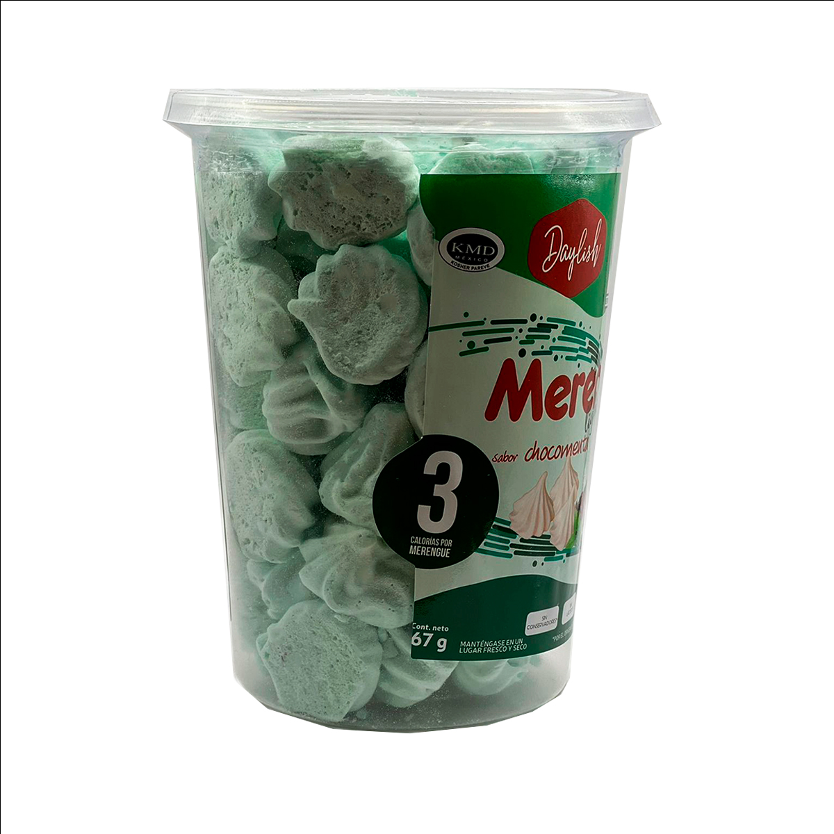 Daylish Merengue bajo en calorias sabor Chocomenta Producto Kosher KMD Tripack