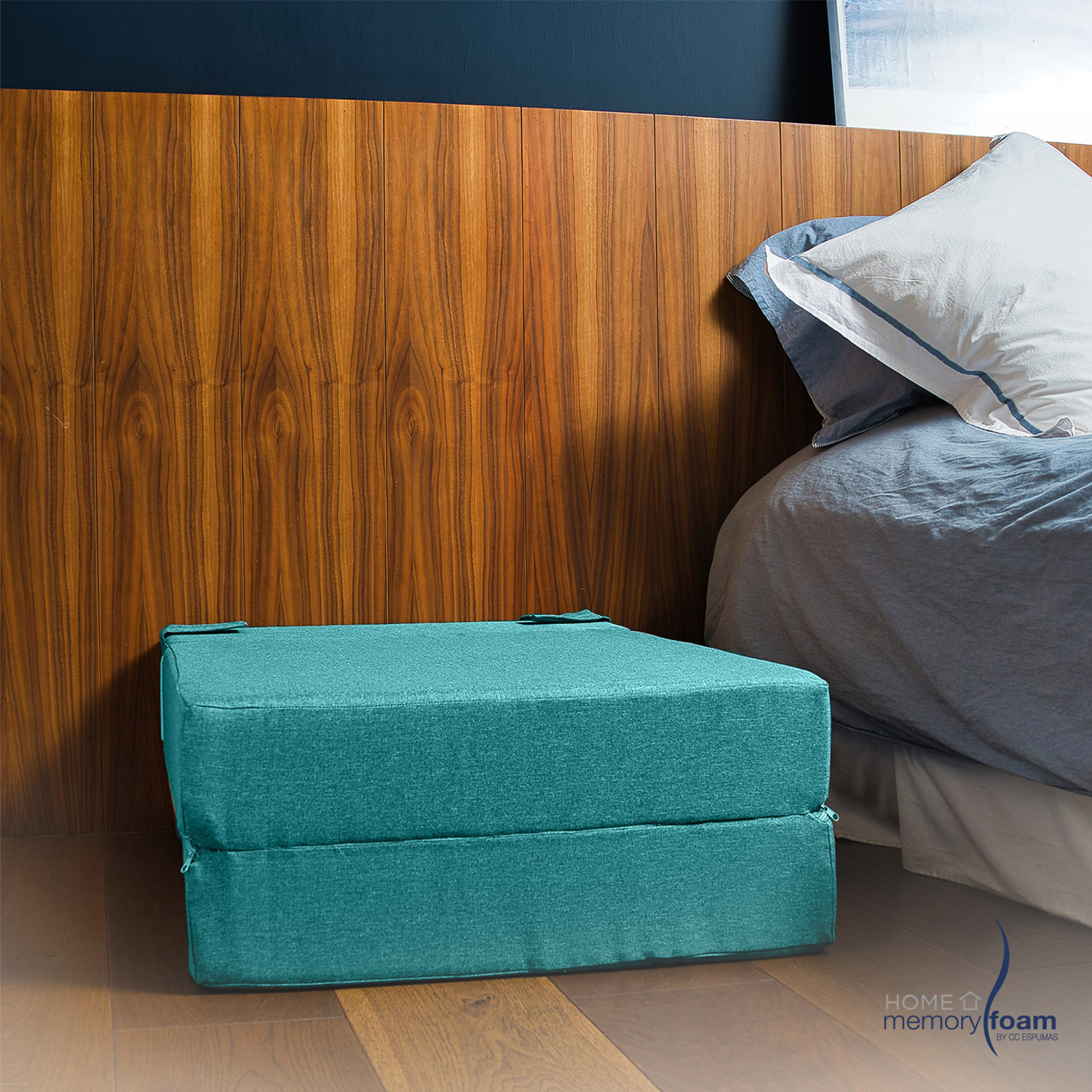 MEMORY FOAM HOME Sofá Cama Individual Cozy Plegable Sofá o Cama Tamaño Individual Color Petroleo Medidas186 x 68 x 14 cm.