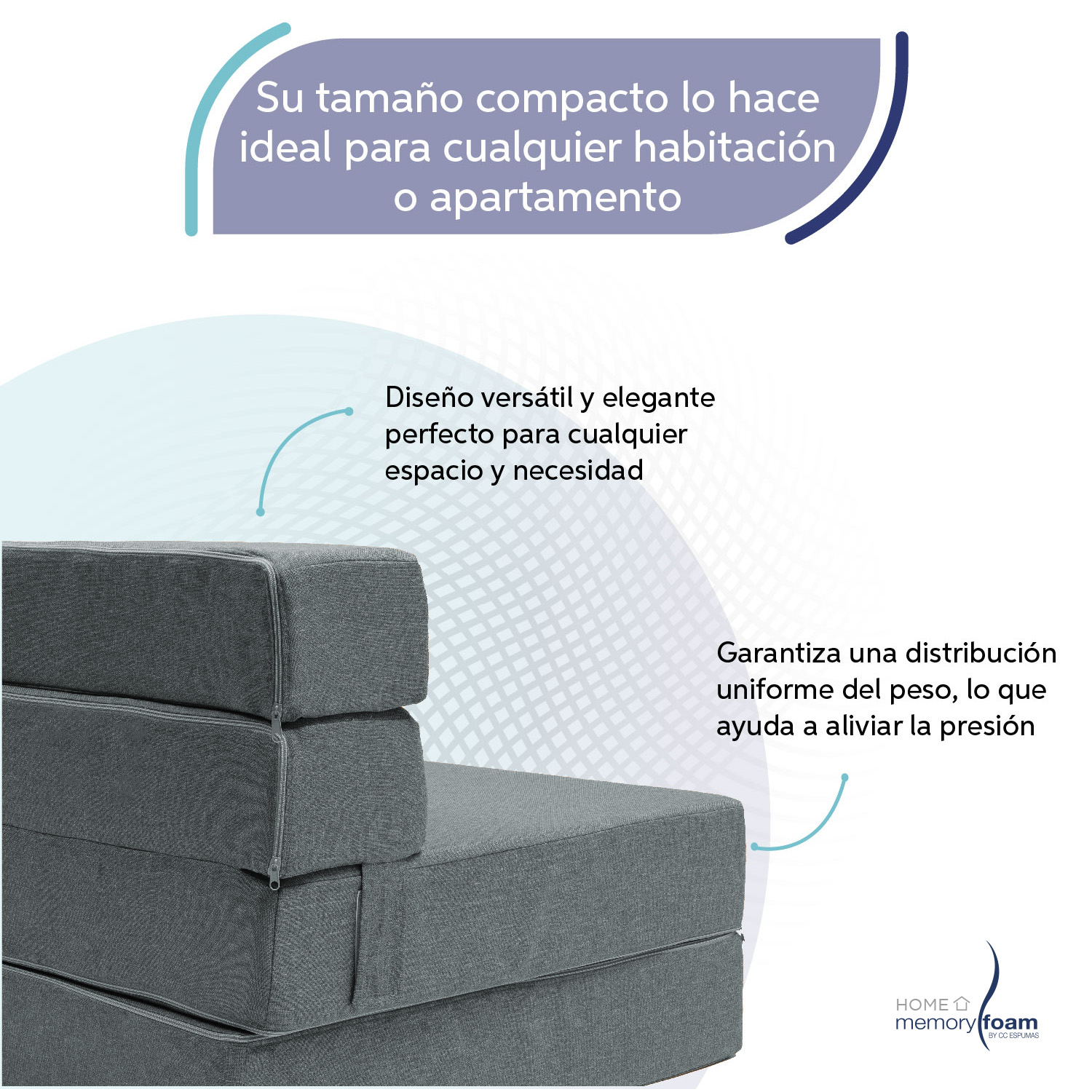 MEMORY FOAM HOME Sofá Cama Individual Cozy Plegable Sofá o Cama Tamaño Individual Color Gris Medidas186 x 68 x 14 cm.