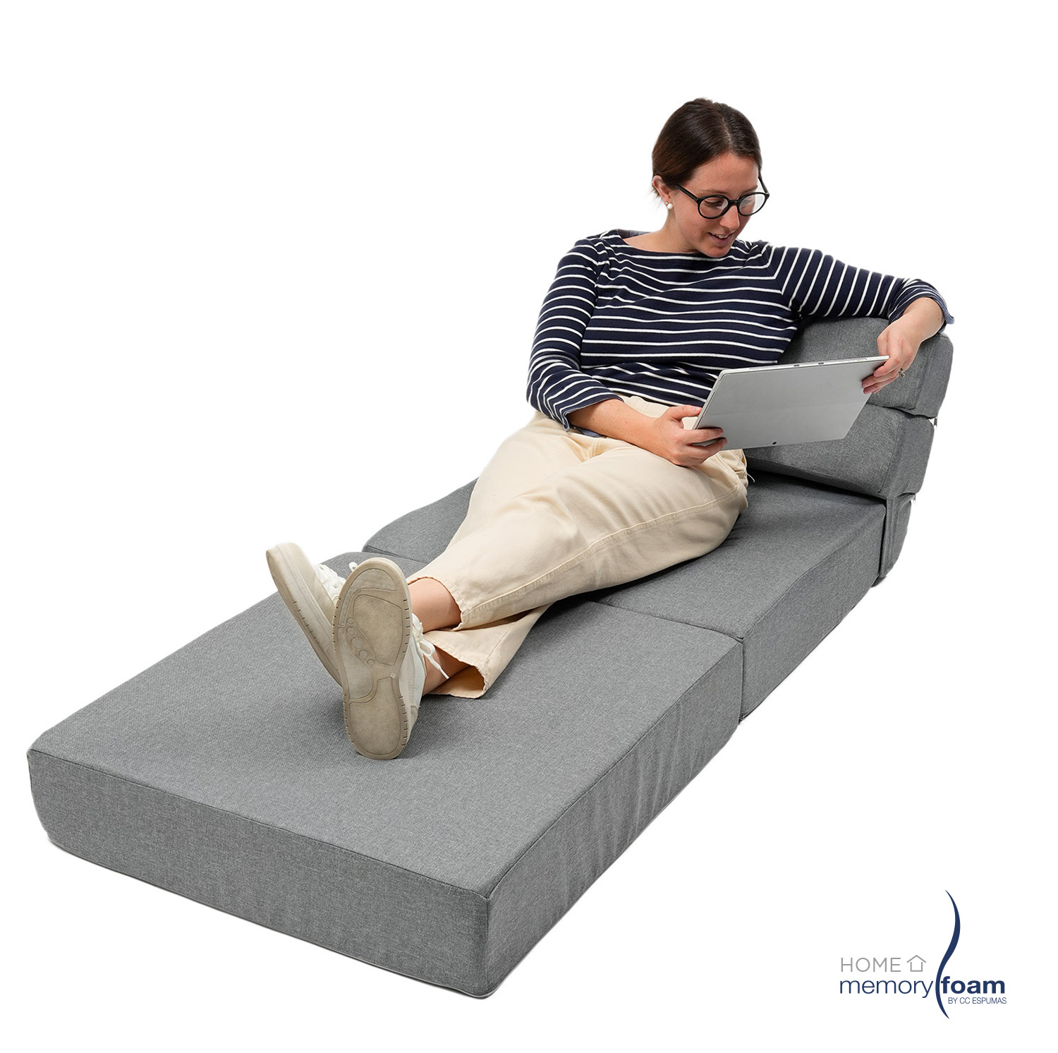 MEMORY FOAM HOME Sofá Cama Individual Cozy Plegable Sofá o Cama Tamaño Individual Color Gris Medidas186 x 68 x 14 cm.