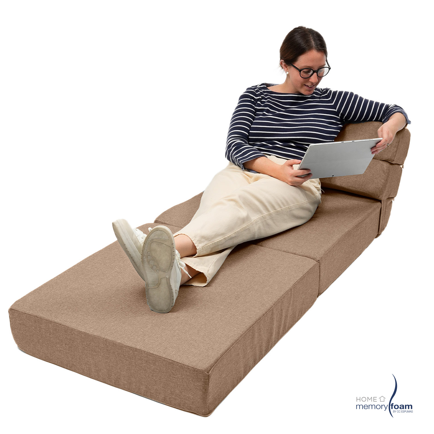 MEMORY FOAM HOME Sofá Cama Individual Cozy Plegable Sofá o Cama Tamaño Individual Color MARRON Medidas186 x 68 x 14 cm.