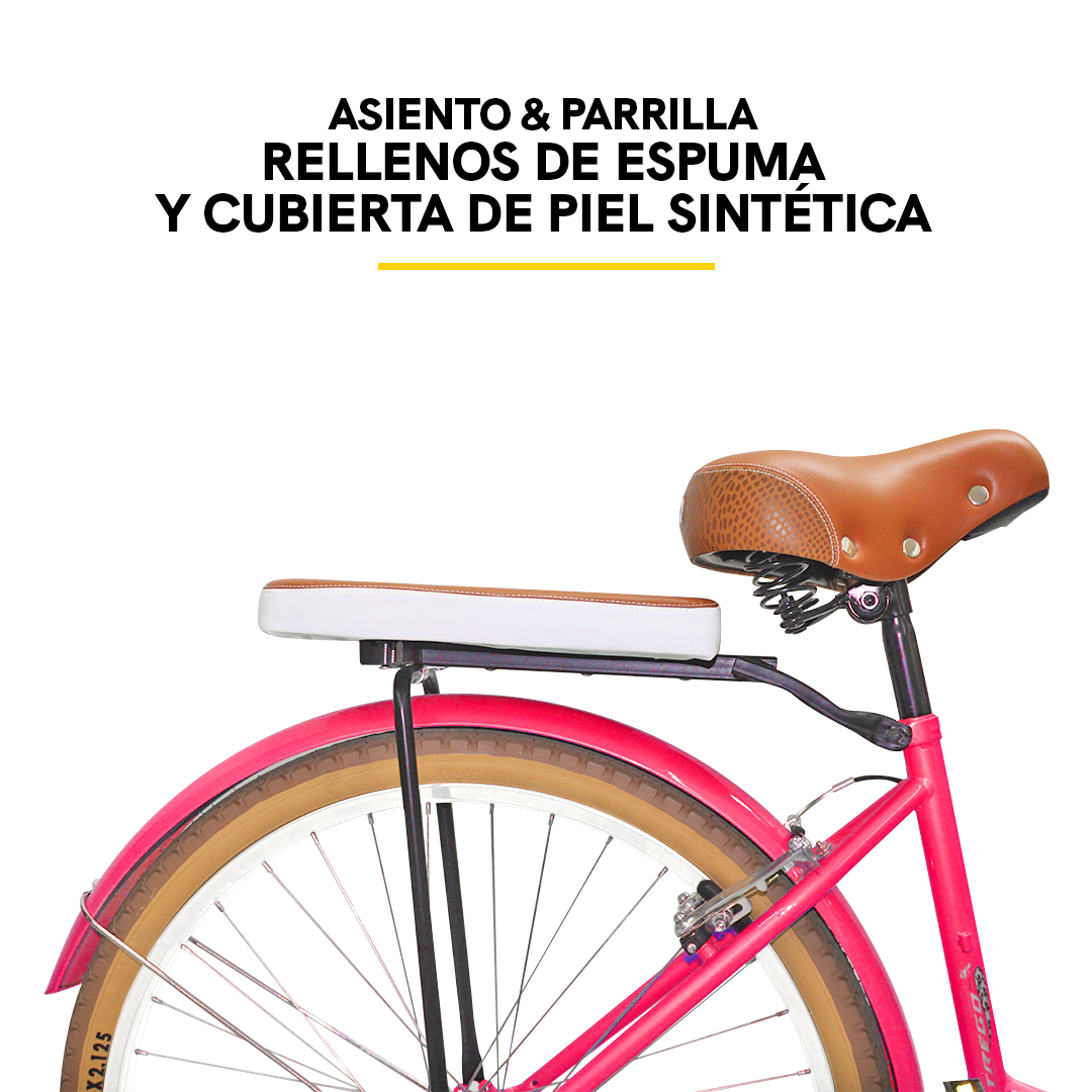 Bicicleta R24 Urbana Cruisier Con Canastilla Y Parrilla Cometa Rosa Intenso