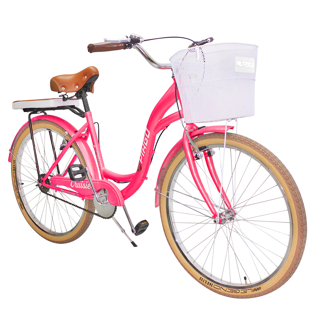 Bicicleta R24 Urbana Cruisier Con Canastilla Y Parrilla Cometa Rosa Intenso