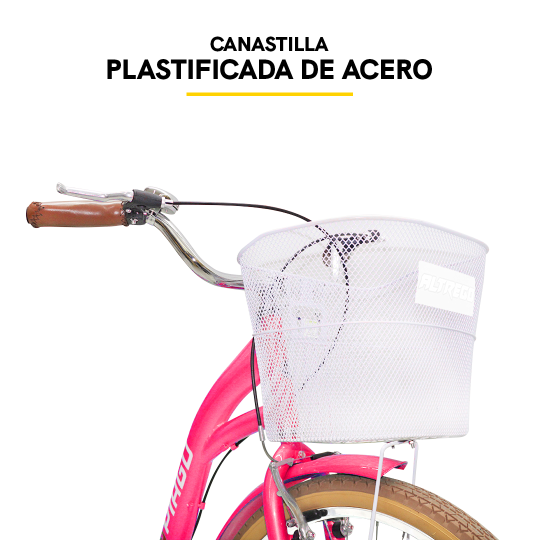 Bicicleta R24 Urbana Cruisier Con Canastilla Y Parrilla Cometa Rosa Intenso