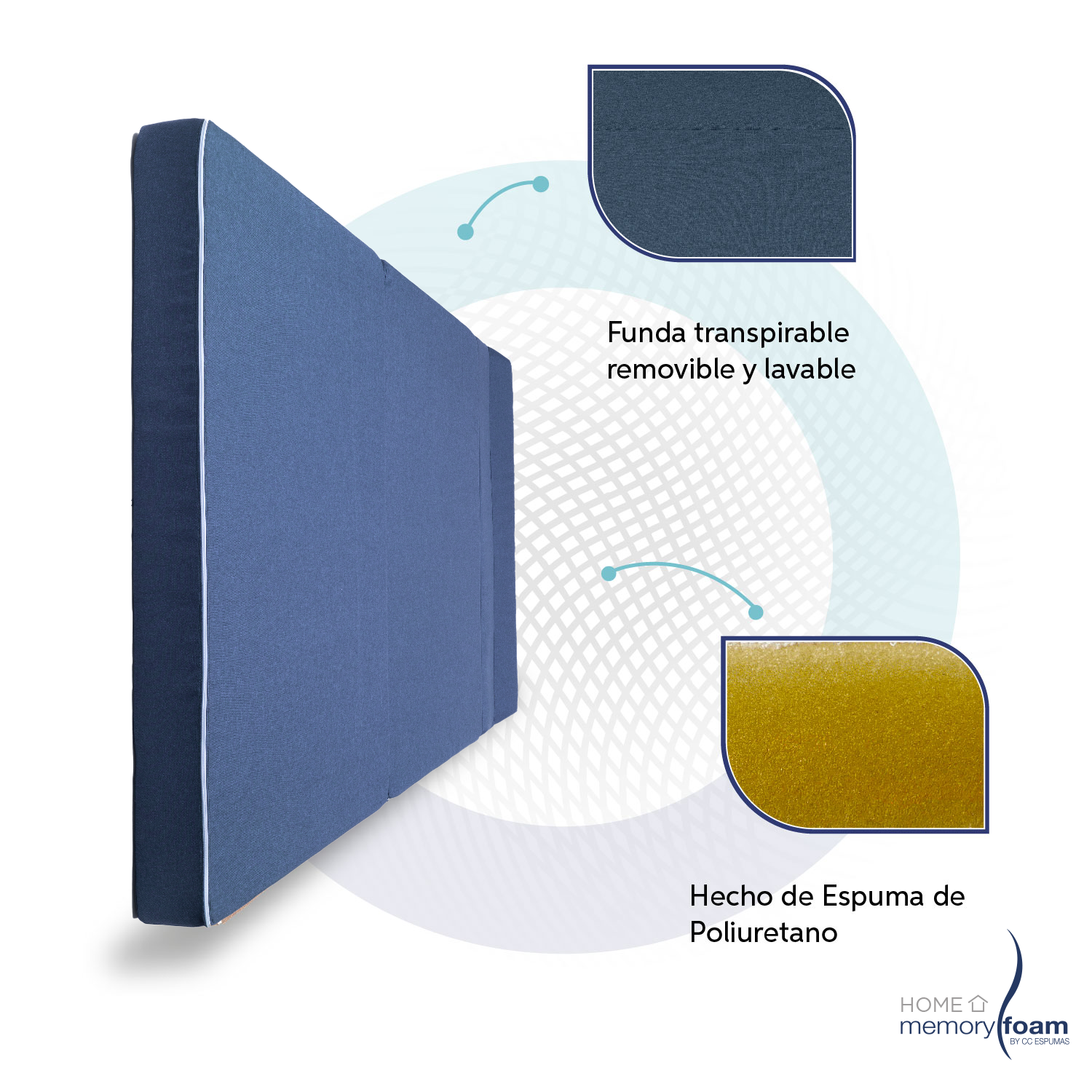 MEMORY FOAM HOME Sofá Cama Matrimonial Cozy Plegable Sofá o Cama Tamaño Matrimonial Color Azul Marino Medidas 186 x 135 x 14 cm.